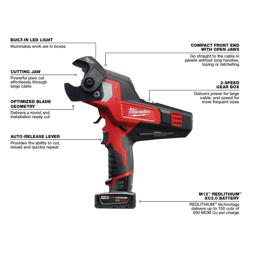 Milwaukee M12 600 MCM Cable Cutter Kit | 2472-21XC