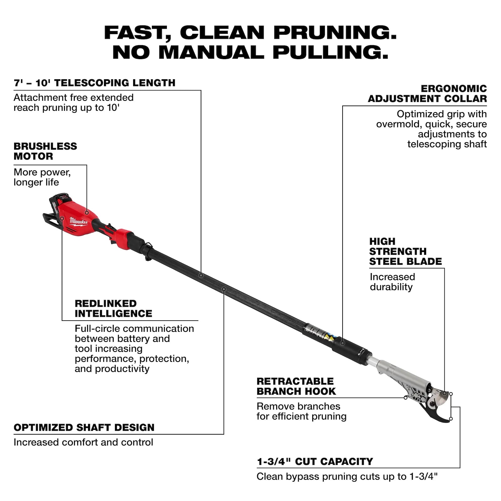 M18™ Brushless Telescoping Pole Pruning Shears