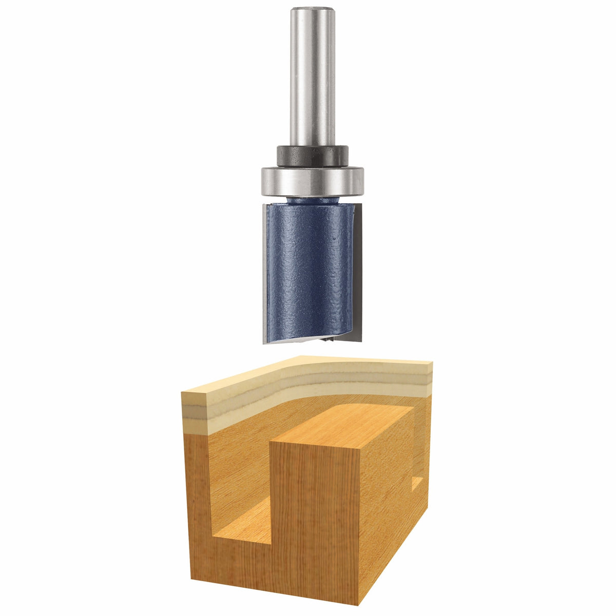 Bosch 85671M 1-1/8 In. x 1-1/2 In. Carbide Tipped 2-Flute Top Bearing Straight Trim Bit