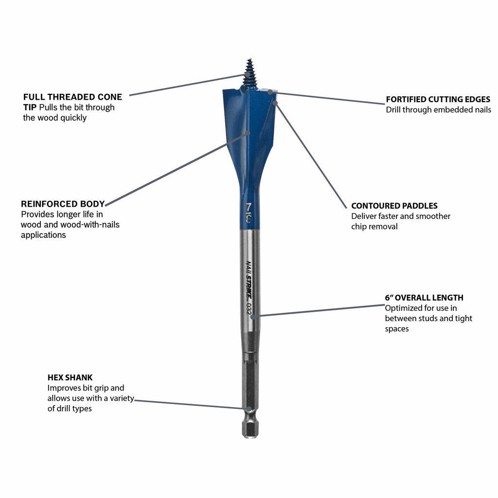 Bosch NS1005 1/2 In. x 6 In. Nail Strike Wood-Boring Bit