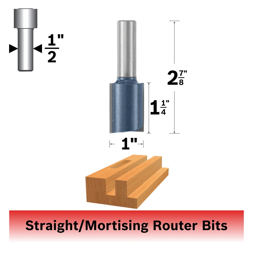 Bosch 85243M 1 In. x 1-1/4 In. Carbide Tipped 2-Flute Straight Bit