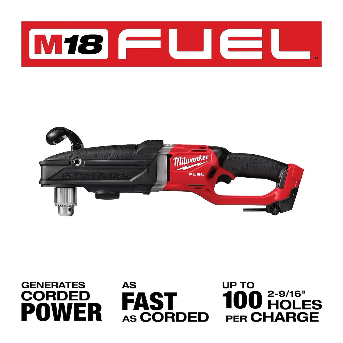 Milwaukee M18 FUEL SUPER HAWG 1/2" Right Angle Drill | 2809-20