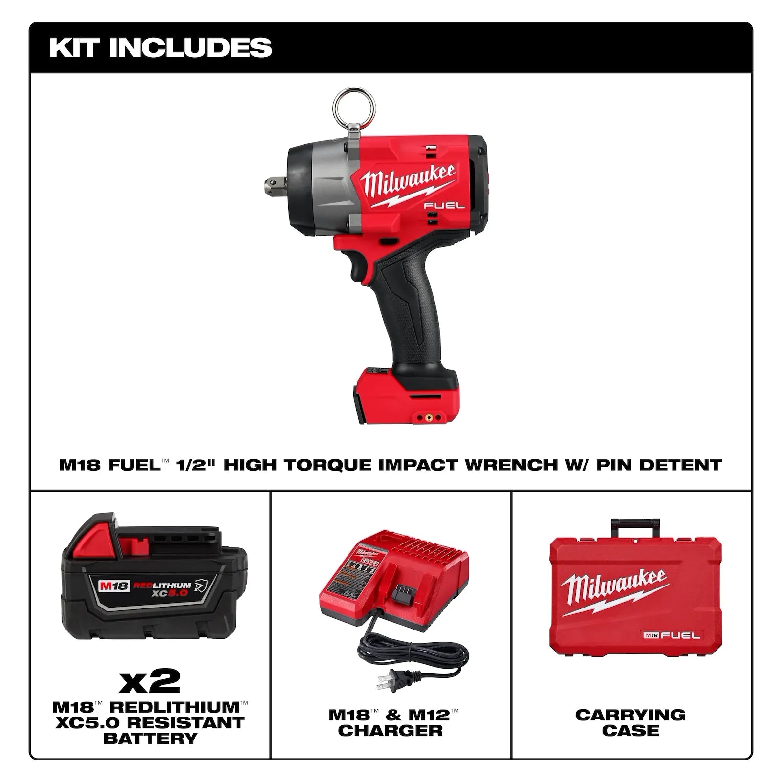 M18 FUEL™ 1/2" High Torque Impact Wrench w/ Pin Detent
