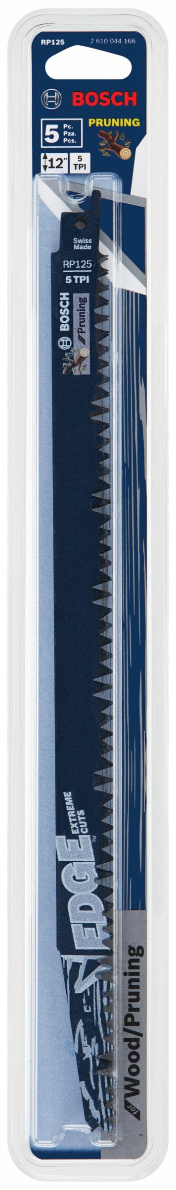 Bosch RP125 5 pc. 12 In. 5 TPI Edge Reciprocating Saw Blades for Pruning