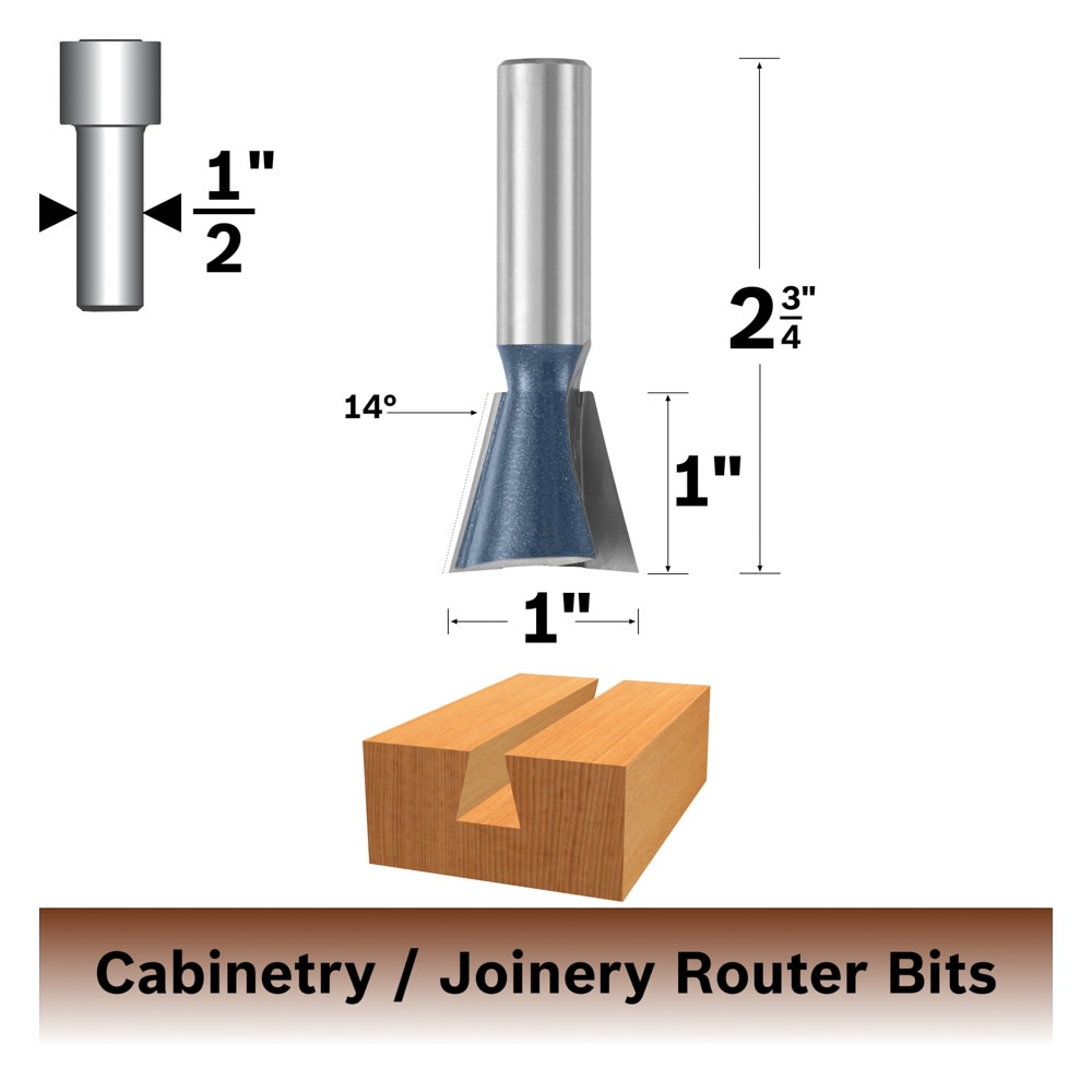 Bosch 84705M 14° x 1 In. Carbide Tipped Dovetail Bit