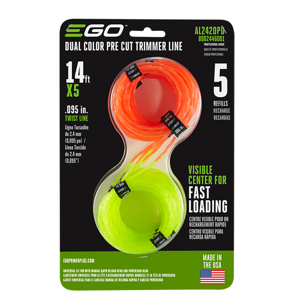 095” Dual Color Pre-Cut Trimmer Line for All EGO Power+ 15" String Trimmers