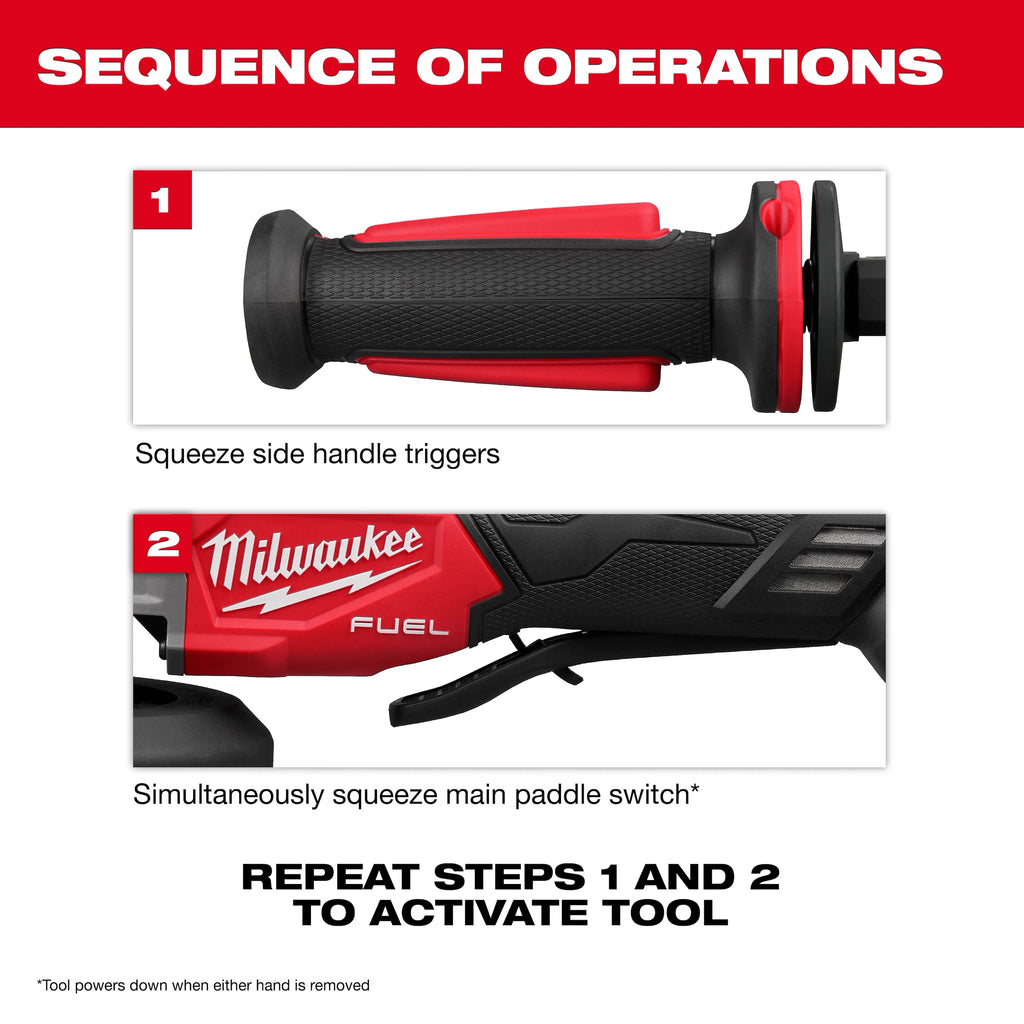Milwaukee M18 FUEL 4 1/2" - 6" Dual Trigger Braking Grinder, Paddle Switch with  ONE KEY | 3676-20