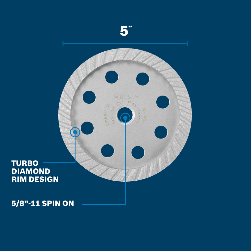 Bosch DCTH0501 5 In. Turbo Row Diamond Cup Wheel