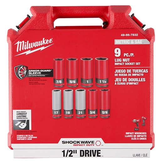 SHOCKWAVE™ Impact Duty 1/2 Drive SAE & Metric 9PC Lug Nut Wheel Socket Set - 49-66-7832 - image 6