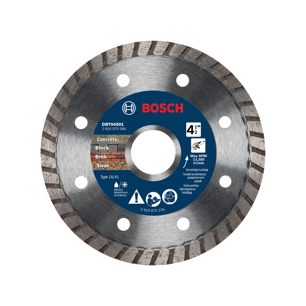 Bosch DBT04501 4-1/2 In. Premium Turbo Rim Diamond Blade for Smooth Cuts