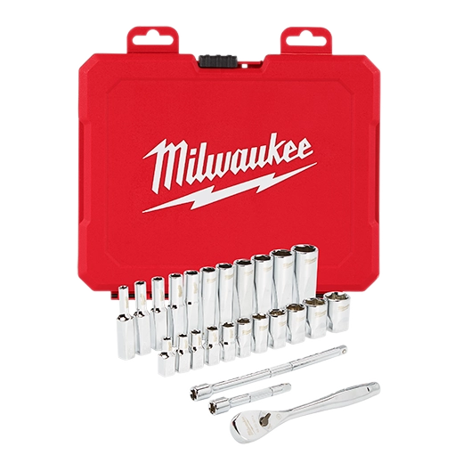 Milwaukee 1/4" Drive 26-Piece Ratchet & Socket Set - SAE | 48-22-9404