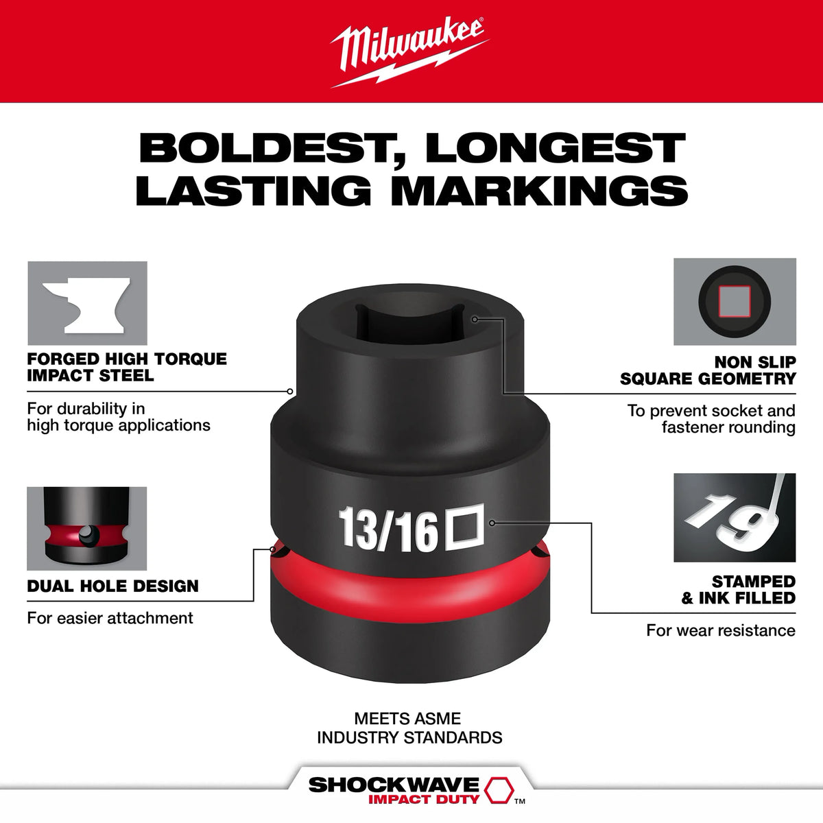 SHOCKWAVE™ Impact Duty 1" Drive 13/16" Standard 4 Point Square Socket - 49-66-7841 - image 4