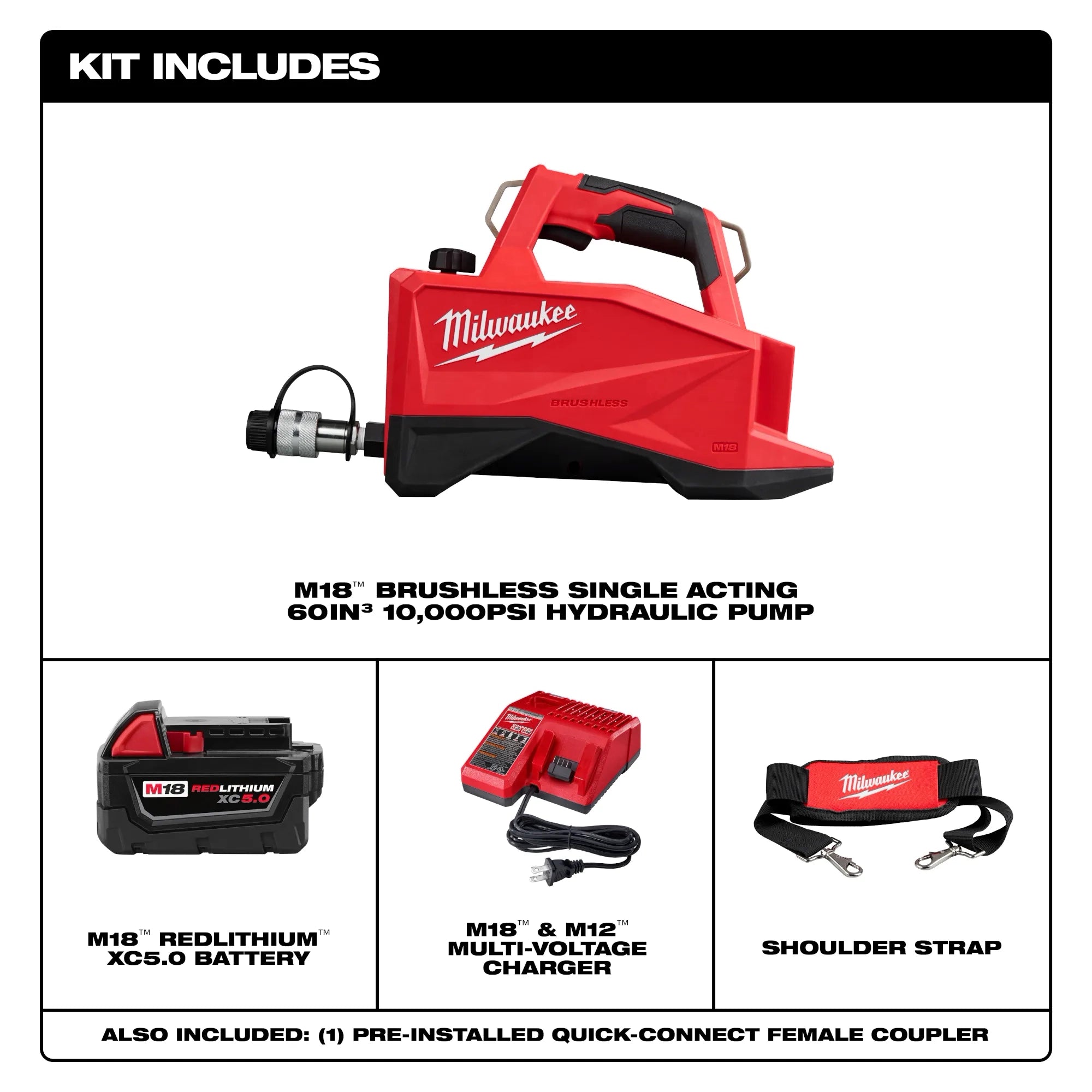 M18™ Brushless Single Acting 60in3 10,000psi Hydraulic Pump