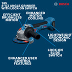 Bosch GWS18V-8-2N 18V Brushless 4-1/2 In. Angle Grinder with Slide Switch (Tool Only)