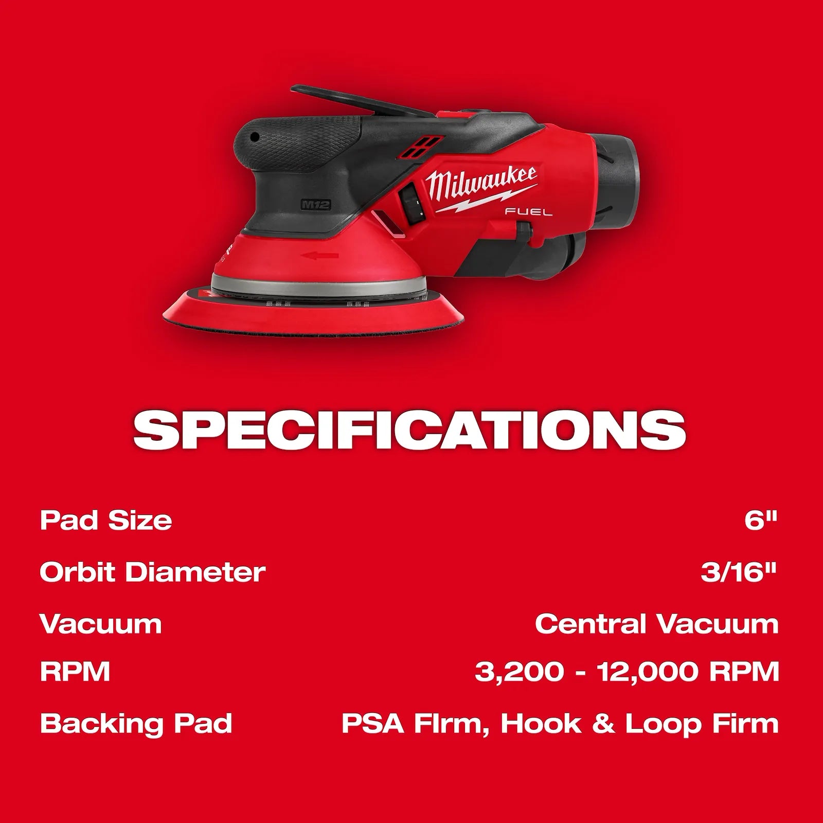 M12 FUEL™ 6" Random Orbital Sander (3/16")