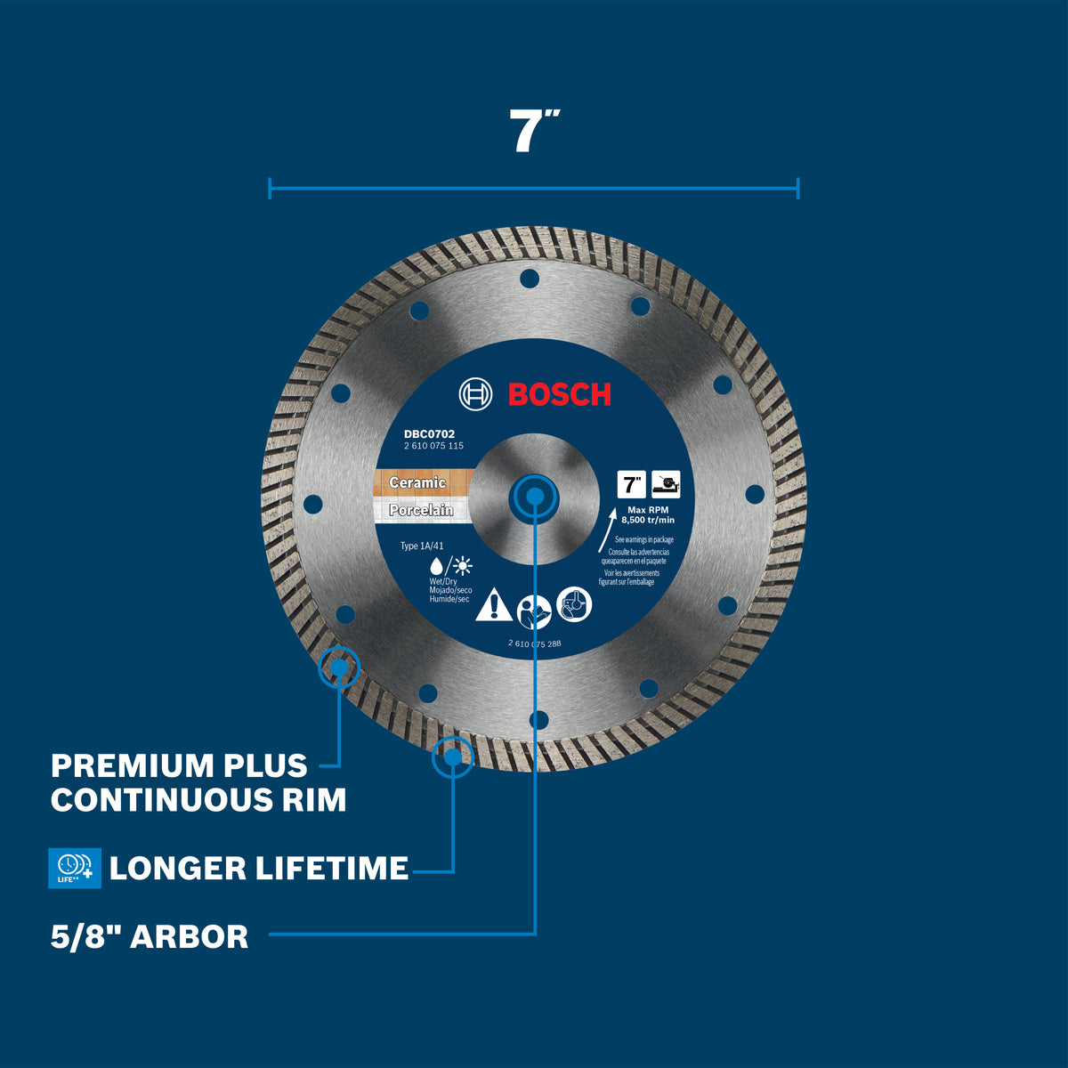 Bosch DBC0702 7 In. Premium Specialized Turbo Rim Blade for Precise Cuts