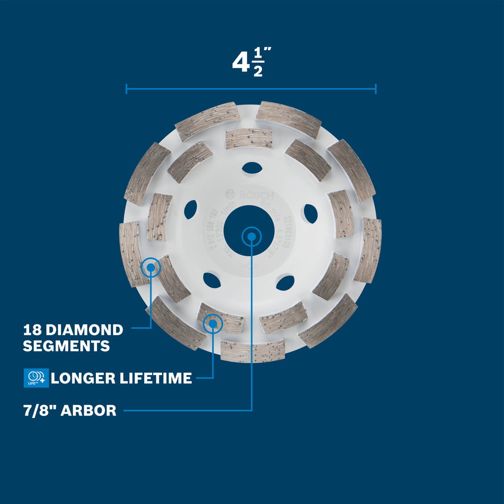 Bosch DCDR04501 4-1/2 In. Double Row Diamond Cup Wheel
