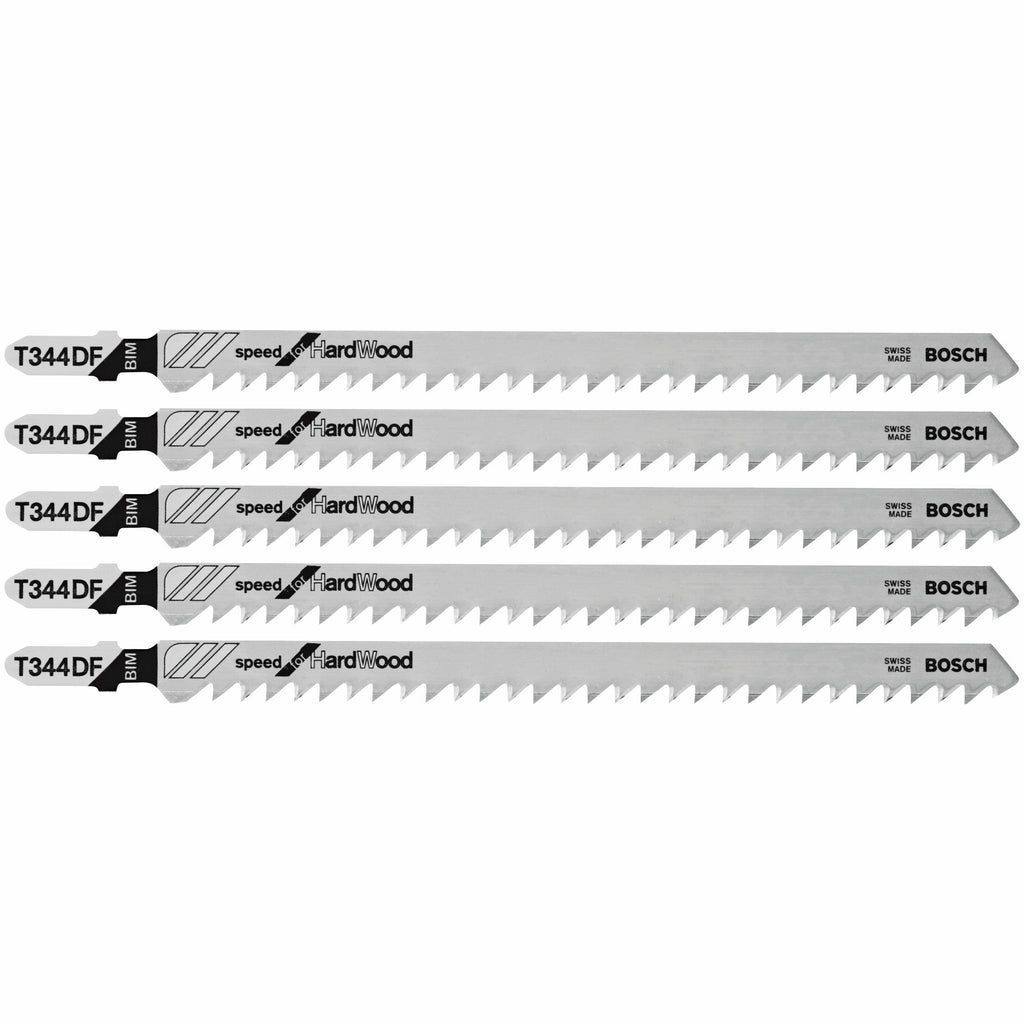 Bosch T344DF 5 pc. 6 In. 6 TPI Speed for Hardwood T-Shank Jig Saw Blades