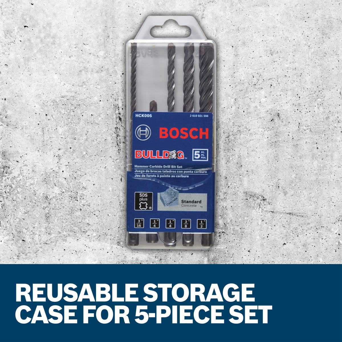 Bosch HCK005 5 Pc. SDS-plus Bulldog Rotary Hammer Bit Set