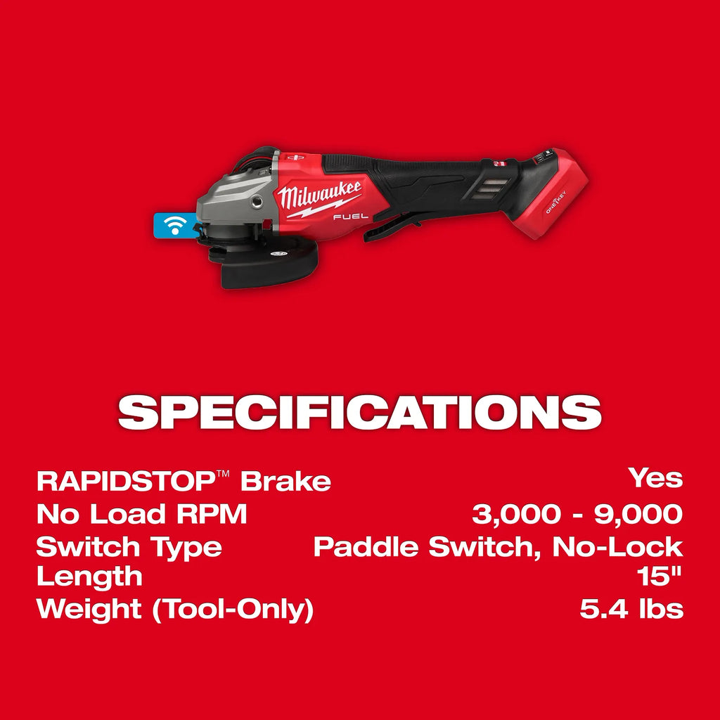 Milwaukee M18 FUEL 4-1/2"-6" Variable Speed Braking Grinder, Paddle Switch with ONE-KEY – Configuration Options