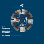 Bosch DBTP04501 4-1/2 In. Segmented Rim Diamond Tuckpointing Wheel