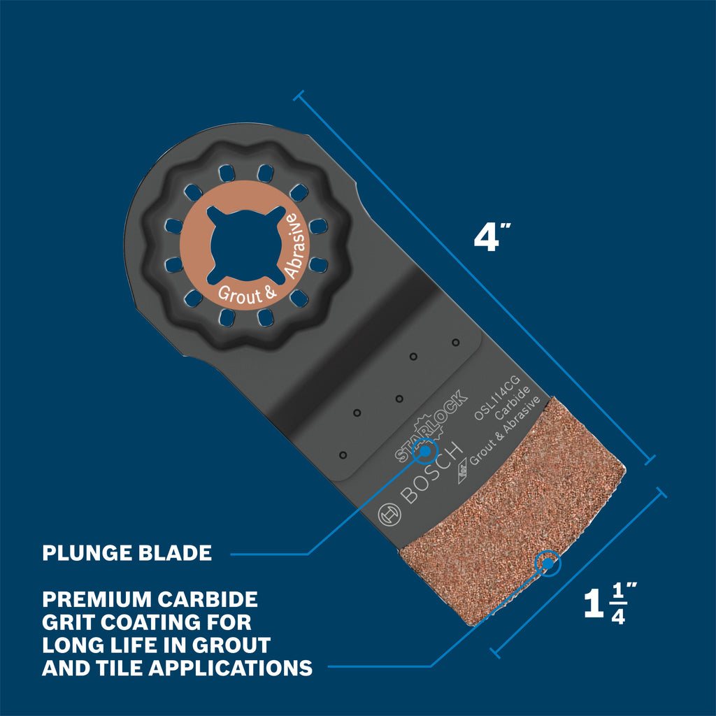 Bosch OSL114CG 1-1/4 In. Starlock Oscillating Multi Tool Carbide Grit Plunge Cut Blade