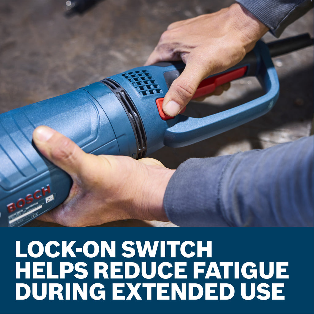 Bosch GWS25-230JR 9 In. Large Angle Grinder – 15 Amp W/ Lock-On Trigger Switch and Rotatable Main Handle