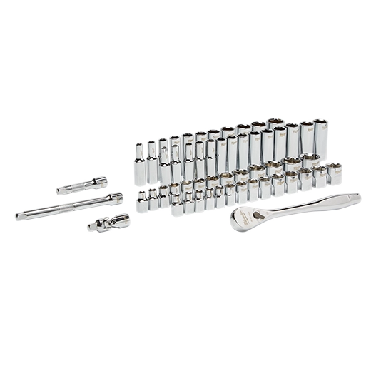 3/8" Drive 56pc Ratchet & Socket Set with FOUR FLAT™ SIDES - SAE & Metric