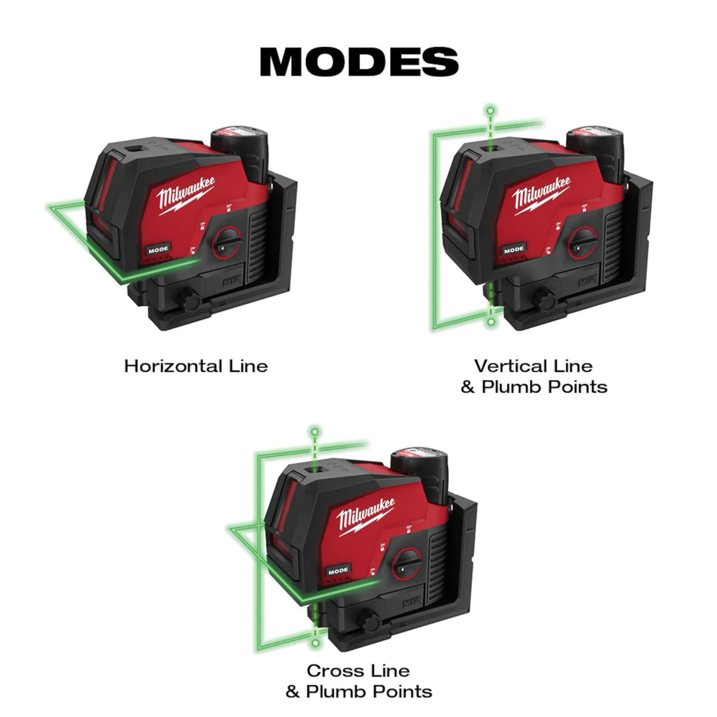 Milwaukee M12 Green Cross Line & Plumb Points Laser Kit | 3622-21