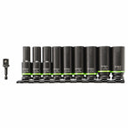 Bosch ITDSO12V10 10 pc. Impact Tough Deep Well 1/2 In. Socket Set with 1/4 In. Hex to 1/2 In. Socket Adapter