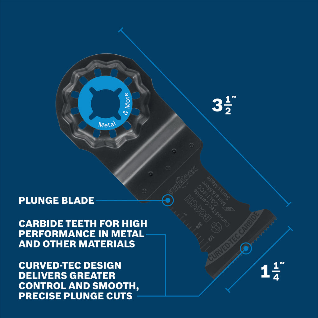 Bosch OSL114CC 1-1/4 In. Starlock Oscillating Multi-Tool Curved-Tec Carbide Extreme Plunge Blade