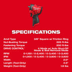 Milwaukee M12 FUEL 3/8" Subcompact Impact Wrench with Friction Ring – Configuration Options