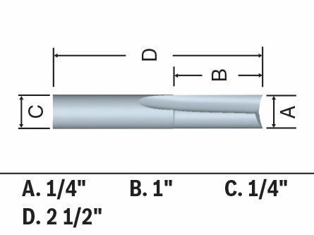 Bosch 86010MC 1/4 In. x 1 In. Solid Carbide Double-Flute O-Flute Router Bit