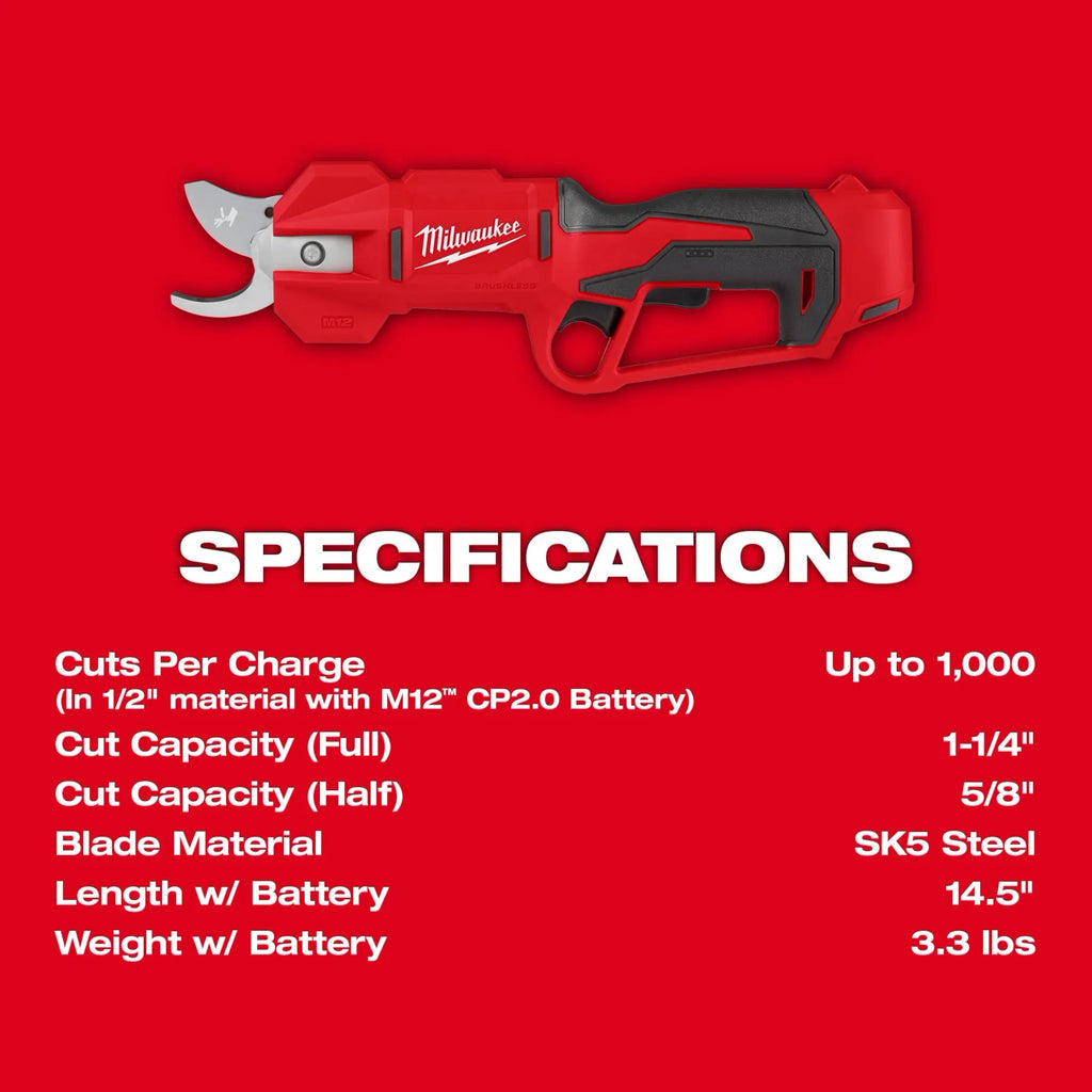 Milwaukee M12 Brushless Pruning Shears – Configuration Options