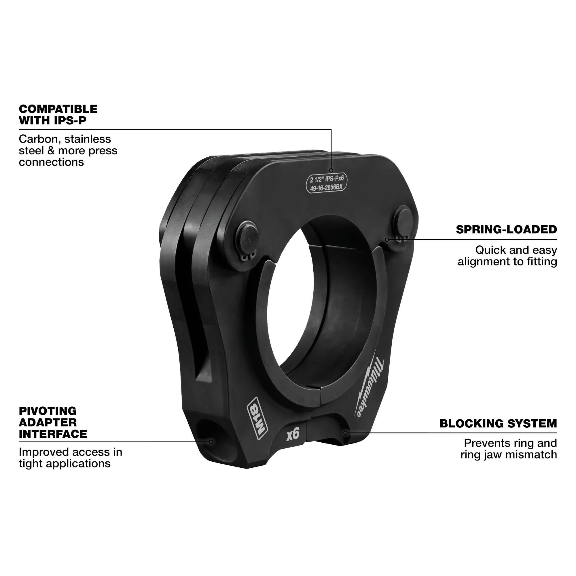 2-1/2" - 4" IPS-P Pivoting Press Ring Kit for M18™ FORCE LOGIC™ Long Throw Press Tool