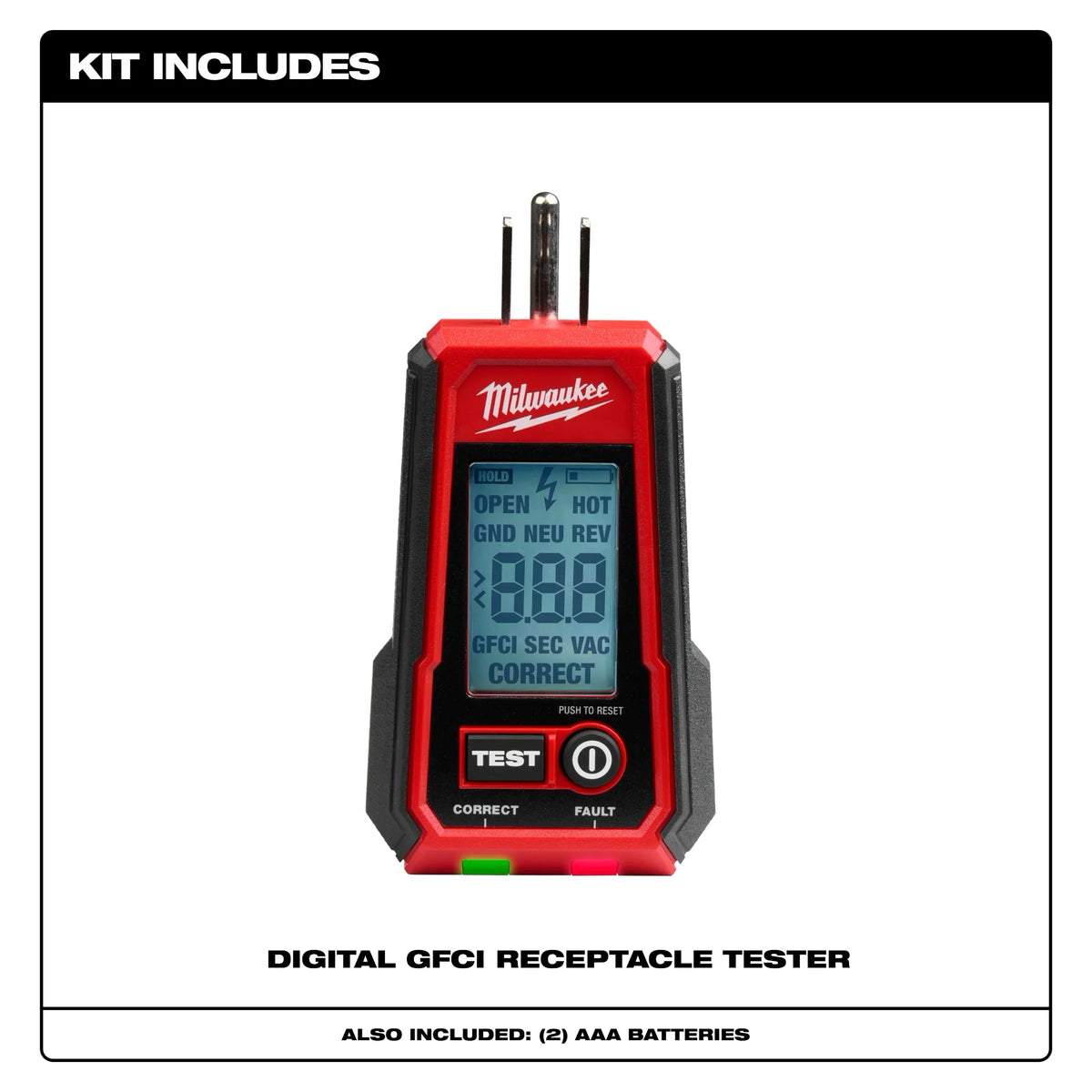 Milwaukee Digital GFCI Receptacle Tester | 2224-20