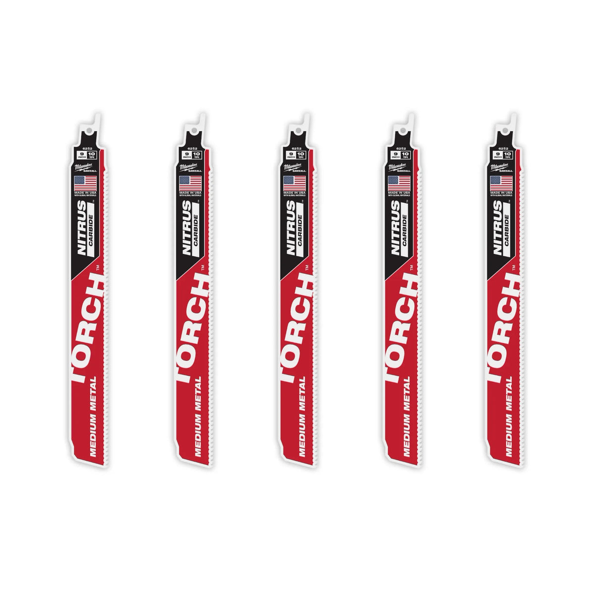 Milwaukee 9" 10TPI TORCH with NITRUS Carbide Teeth for Conduit and Strut 5PK | 48-00-6552