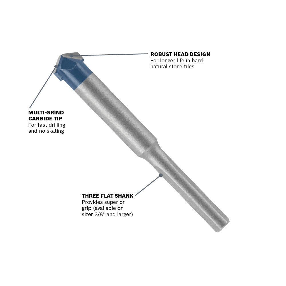Bosch NS300 1/4 In. Natural Stone Tile Bit