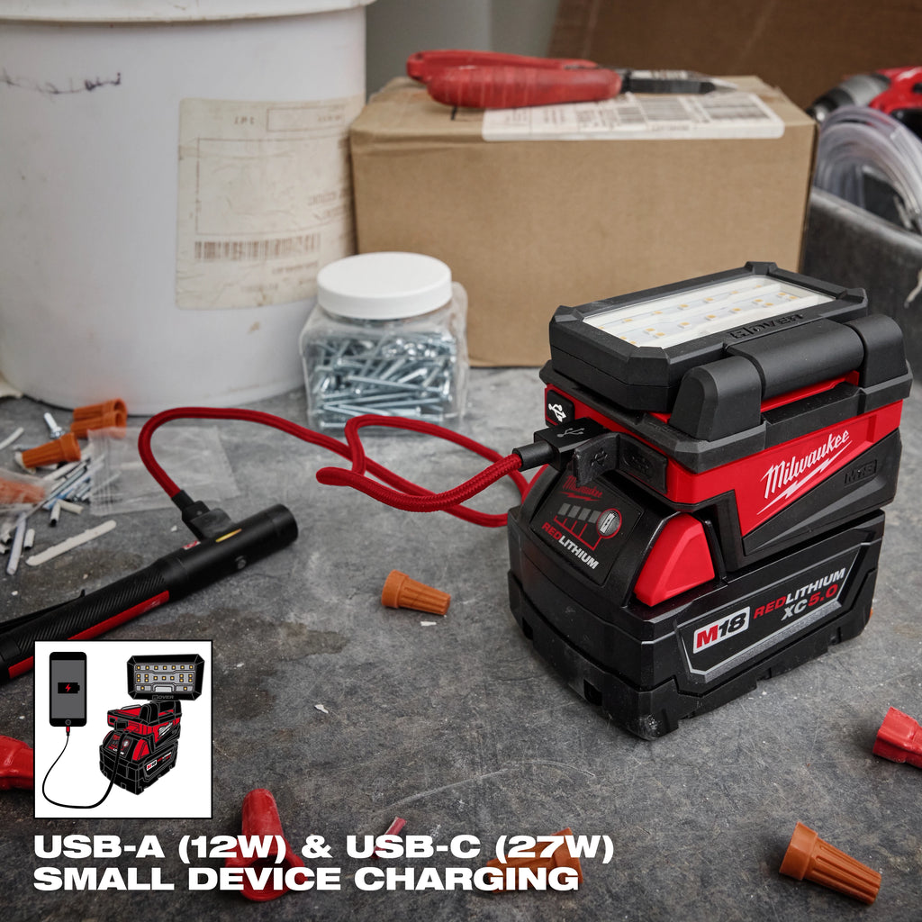 Milwaukee M18 ROVER Compact Folding Flood Light with  USB Charging | 2359-20