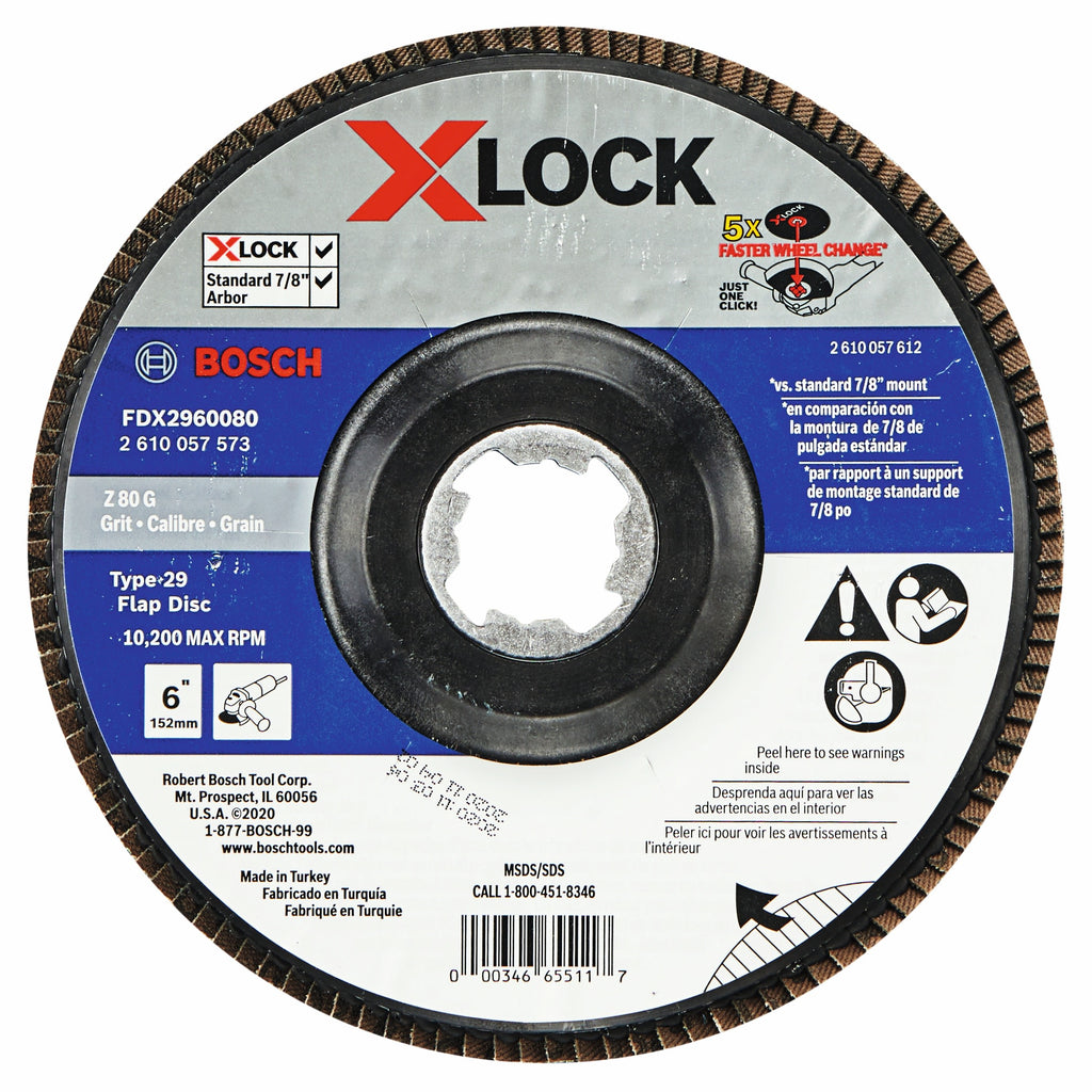 Bosch FDX2960080 6 In. X-LOCK Arbor Type 29 80 Grit Flap Disc