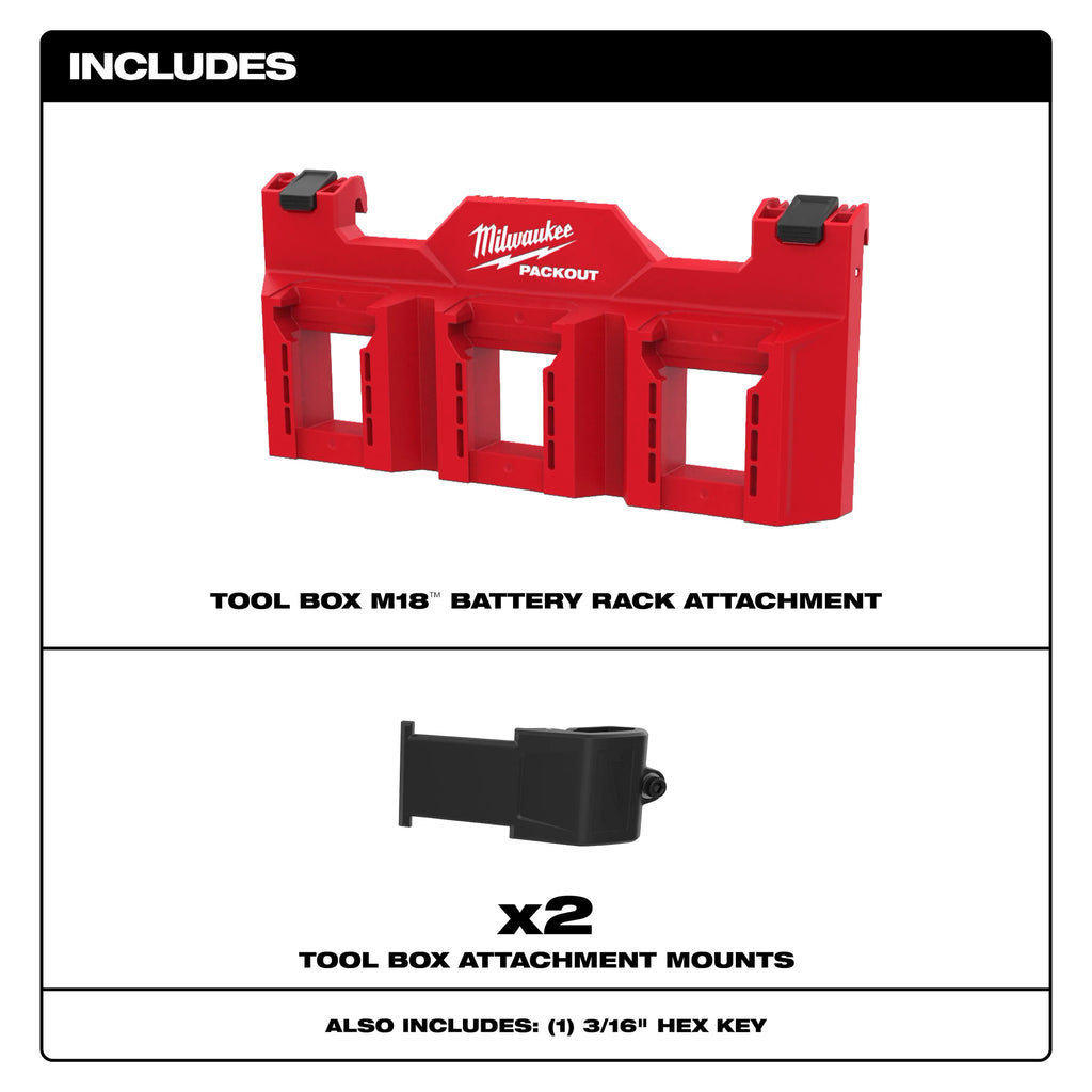 Milwaukee PACKOUT Tool Box M18 Battery Rack Attachment | 48-22-8603