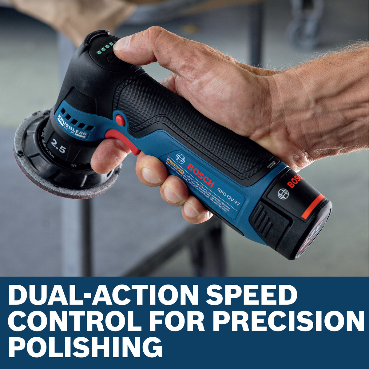 Bosch GPO12V-77N 12V Compact Cordless Brushless 3 In. Rotary Polisher (Tool Only)