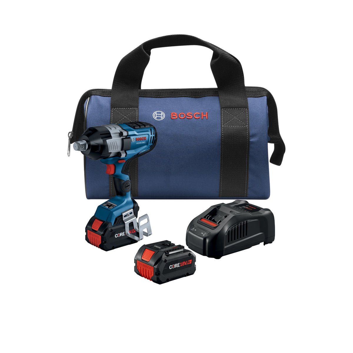 Bosch GDS18V-1180CB28 PROFACTOR 18V Connected-Ready 3/4 In. High Torque Impact Wrench Kit with Friction Ring and Thru-Hole and (2) CORE18V 8 Ah Batteries