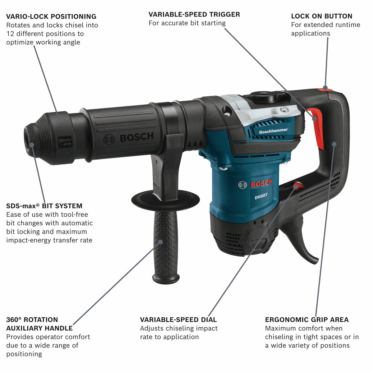 Bosch DH507 10 Amp SDS-max Demolition Hammer