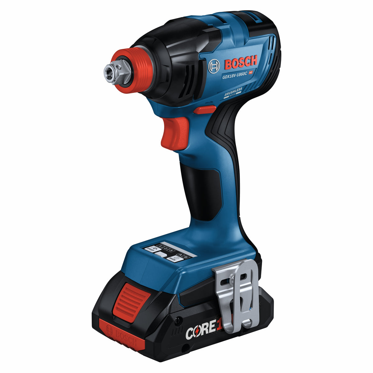 Bosch GDX18V-1860CB25 18V Connected-Ready Two-In-One 1/4 In. and 1/2 In. Bit/Socket Impact Driver/Wrench Kit with (2) CORE18V 4 Ah Advanced Power Batteries and (1) Connectivity Module