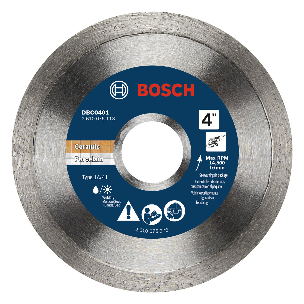 Bosch DBC0401 4 In. Standard Continuous Rim Diamond Blade for Clean Cuts