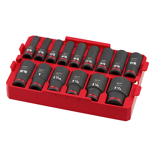 Milwaukee SHOCKWAVE Impact Duty Socket 1/2” Dr 15-Piece SAE TRAY Set | 49-66-6817