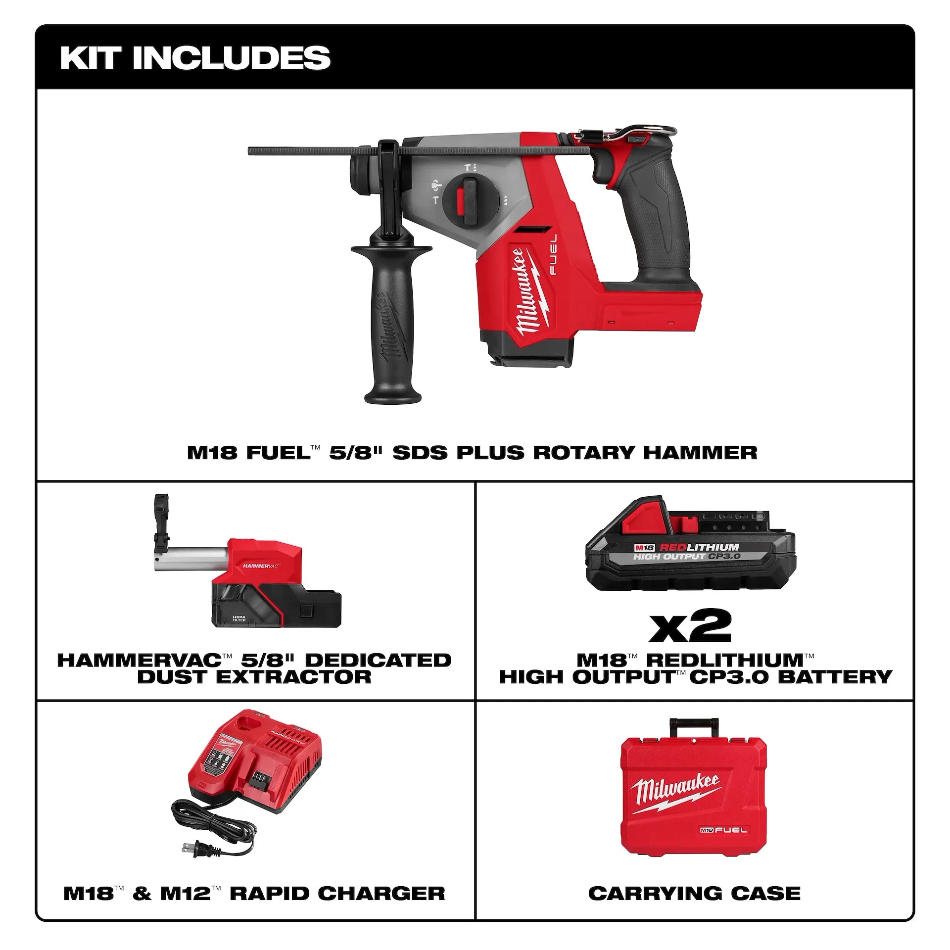Milwaukee M18 FUEL 5/8in SDS Plus Rotary Hammer