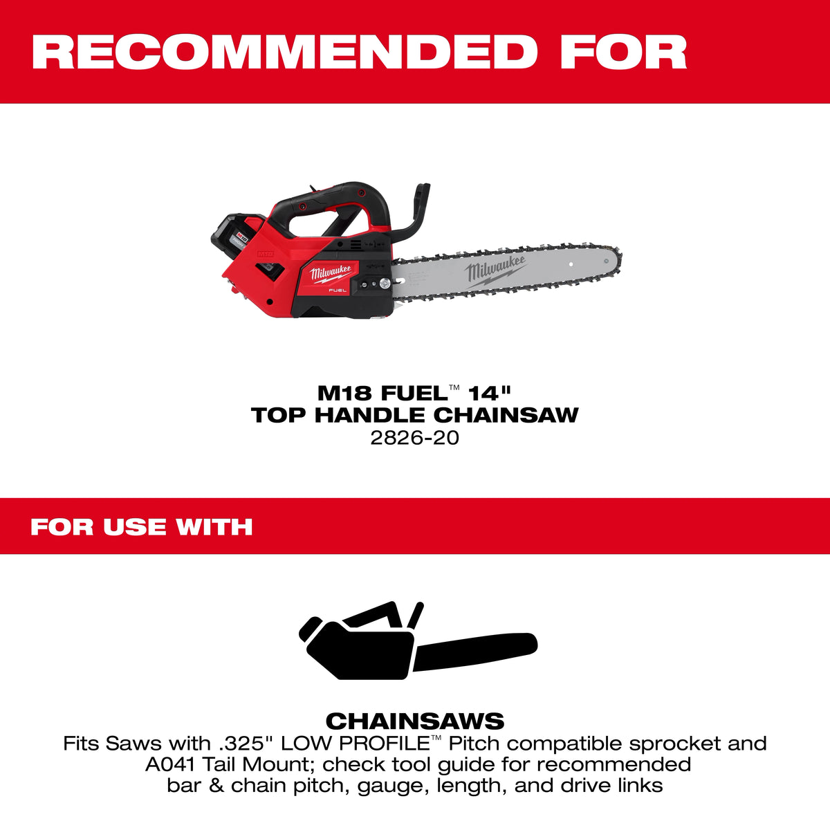 14" .325" LOW PROFILE™ Pitch, .043" Gauge Saw Chain and Guide Bar Set - 49-16-2820 - image 3