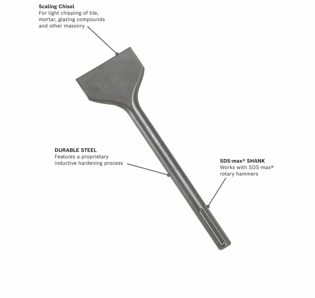 Bosch HS1910 3 In. x 12 In. Scaling Chisel SDS-max Hammer Steel